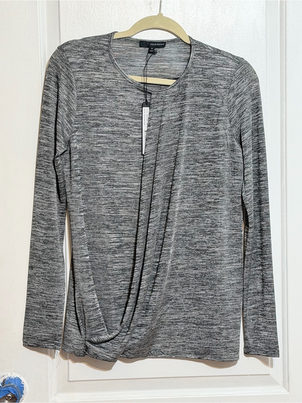 Harve Benard Gray Twist-Front Long Sleeve Top Medium